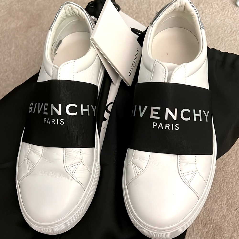 Givenchy Black and White Urban Street Sneakers with Original Box and Shoe Bags